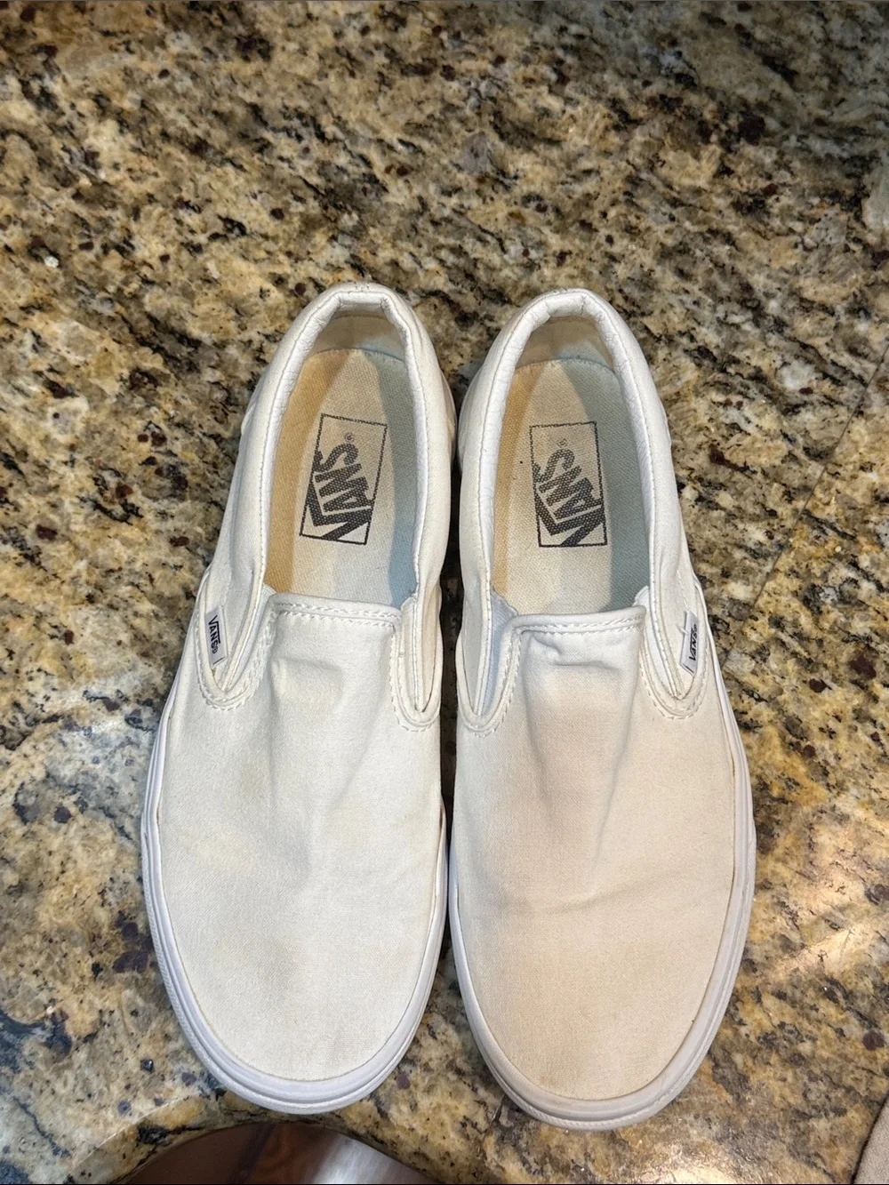 Vans White Slip-On Canvas Sneakers women’s size 10 men’s size 8.5